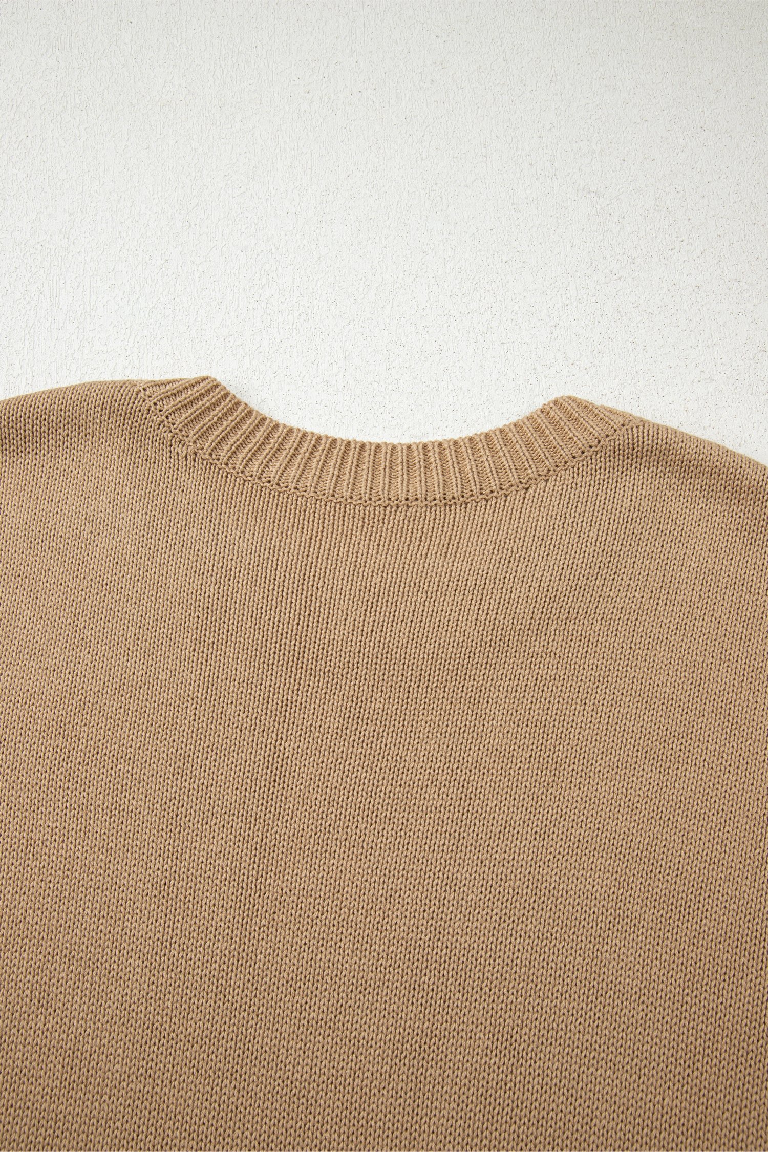 94404986-68b8823d4fde7b1b.jpg Pale Khaki Exposed Seam Drop Shoulder Oversize Sweater Mini Dress - Image 5