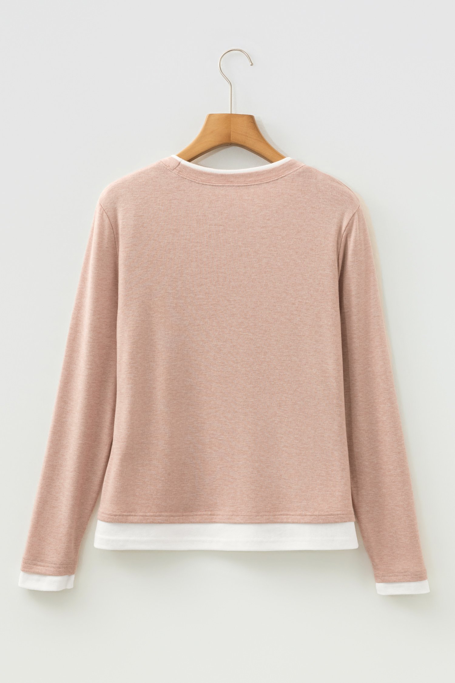 95269111-2524156bf4cacb63.jpg Smoke Gray False Two Piece Color Block Patchwork Long Sleeve Top - Image 6