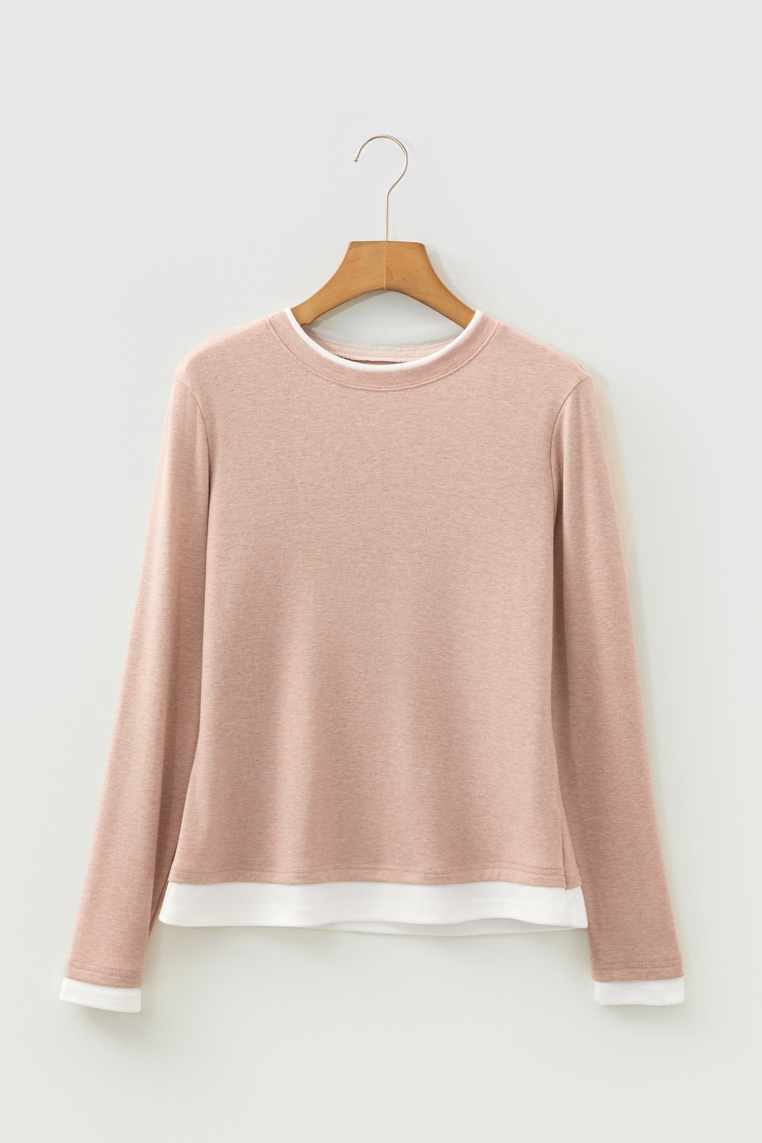 95269110-5409e5d1d229f19e.jpg Smoke Gray False Two Piece Color Block Patchwork Long Sleeve Top - Image 5