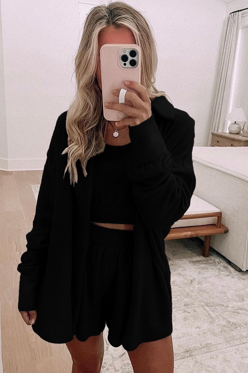 95827905-879f5c17921b5c1a.jpg black 3 pcs crop tank top shorts with cardigan lounge set