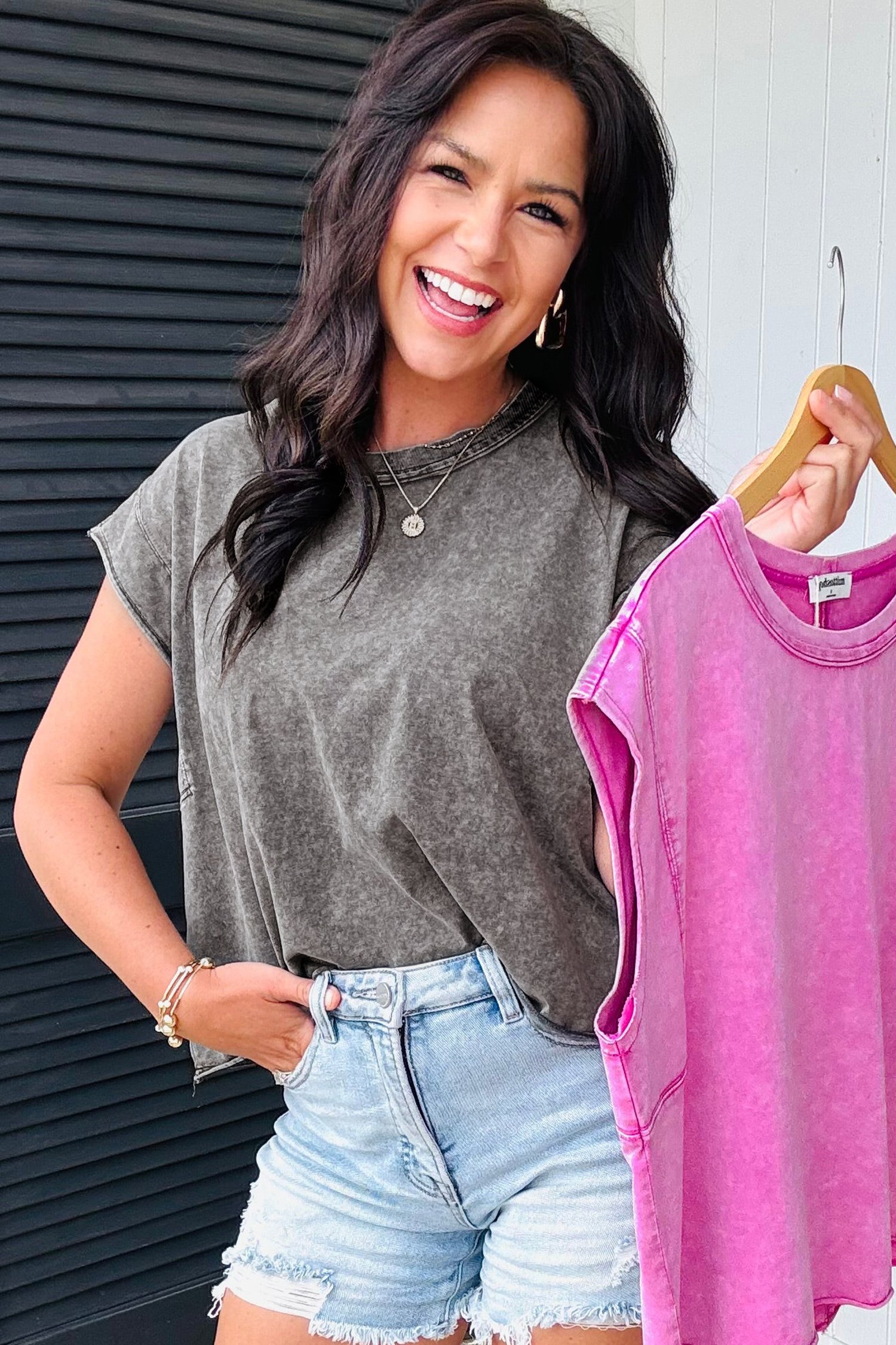 95246941-d438ac13fbc8e359.jpg Medium Grey Mineral Wash Boxy Fit Cotton Tank Top - Image 3