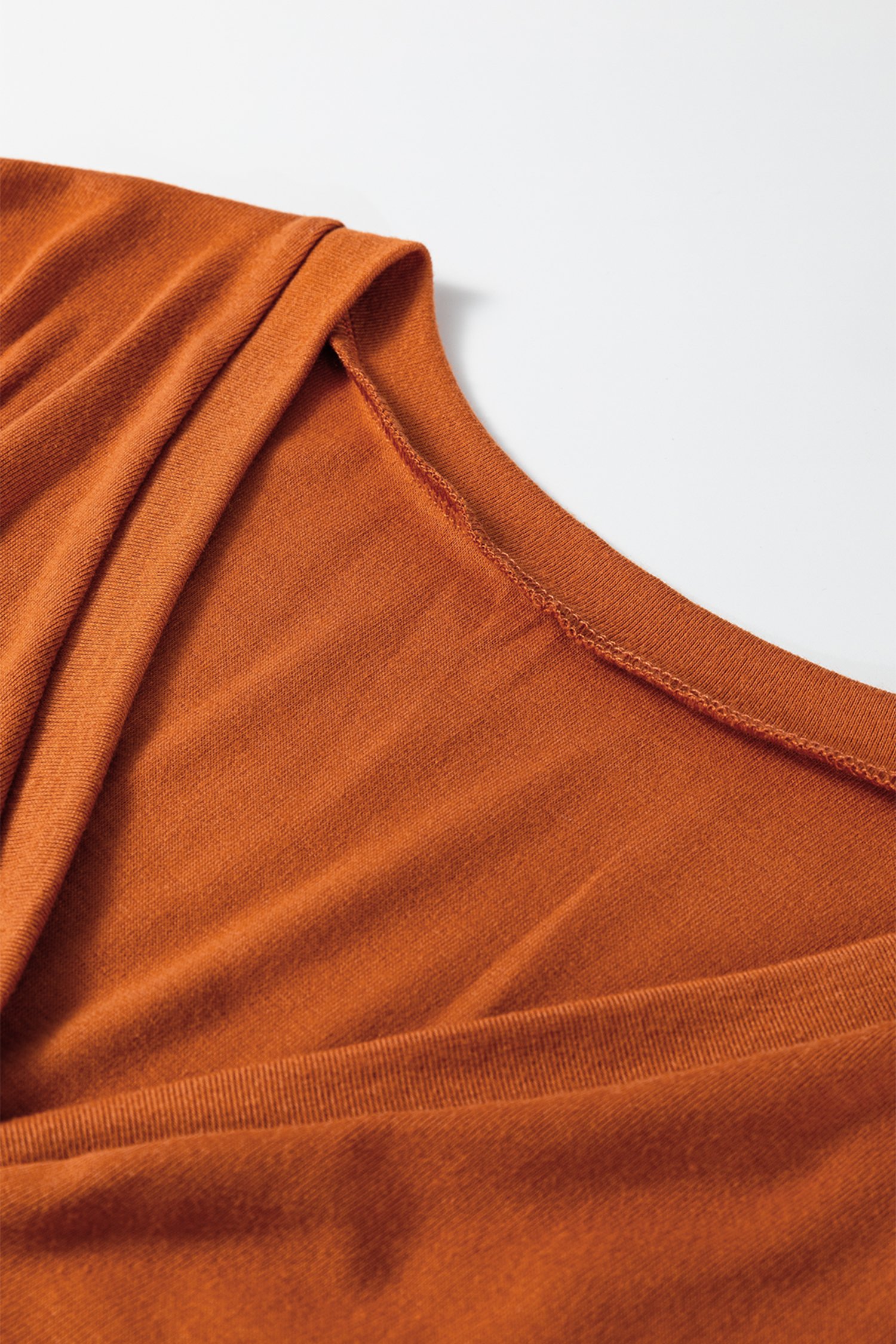 96861940-f359905f767ac75d.jpg grapefruit orange contrast stitching buttoned v neck half sleeve top and drawstring flare pants set