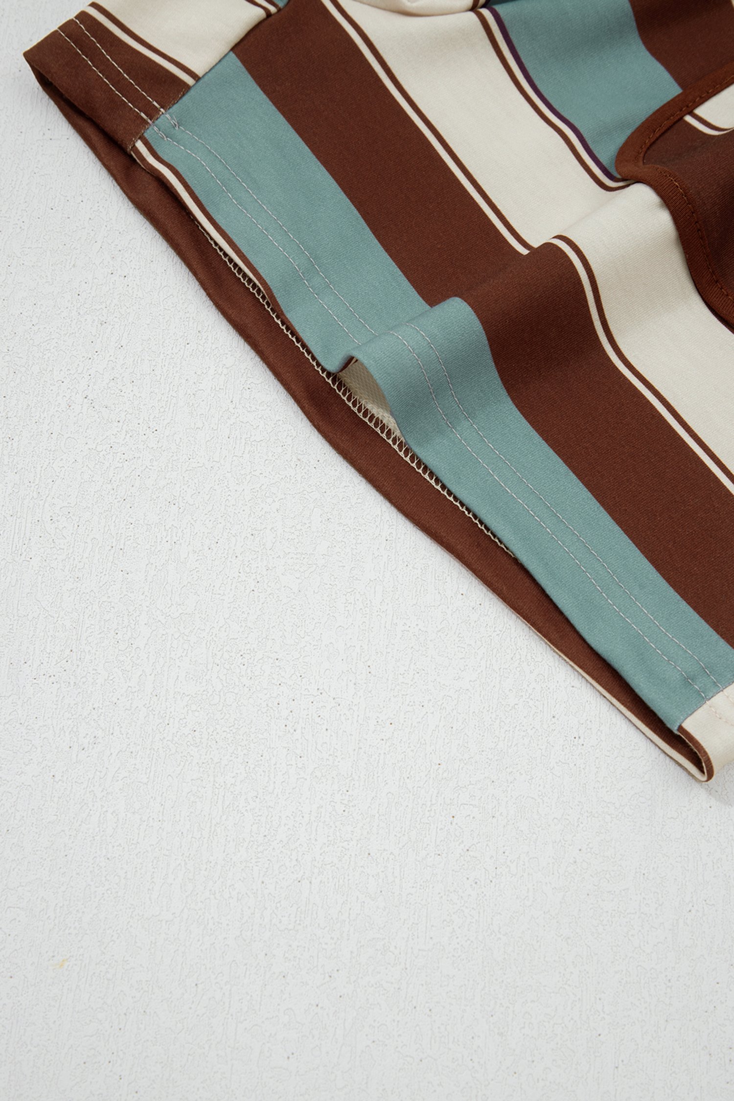 96610373-75667f0851386510.jpg white stripe button polo collar tee drawstring elastic waist patchwork 2pcs short set