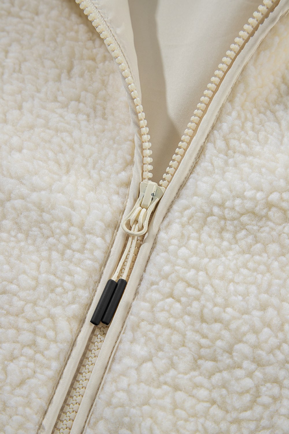 103443622-0a62def22ac2a923.jpg pale khaki fleece zip up drawstring hooded pocketed jacket